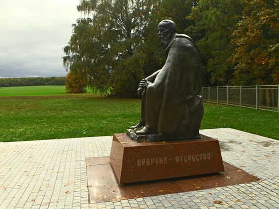 Monument to writer Fyodor Dostoyevsky in Zaraisk