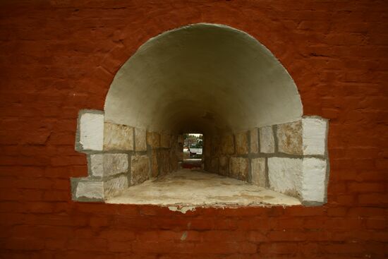 Gun port at Zaraisk Kremlin state museum and reserve