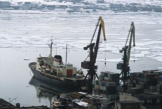 Icebreaker Vladivostok at Providenya Bay port