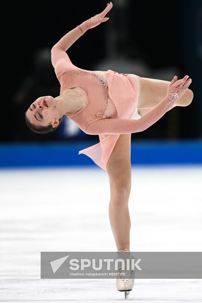 Sofia Samodelkina competes in the women's free program during the "Grand Prix of Russia - Velvet Season" event, the 2nd stage of Russian Figure Skating Cup, at the Iceberg Ice Sports Palace in Sochi, Russia. Location: Russia, Sochi. Author: Vladimir Astapkovich/Sputnik. Russia Figure Skating Grand Prix Women