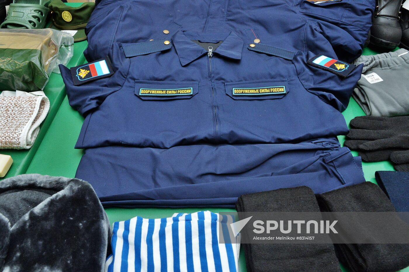 Uniform for conscripts is seen at a military commissariat in Moscow, Russia. Location: Russia, Moscow. Author: Alexander Melnikov/Sputnik. Russia Defence Conscription