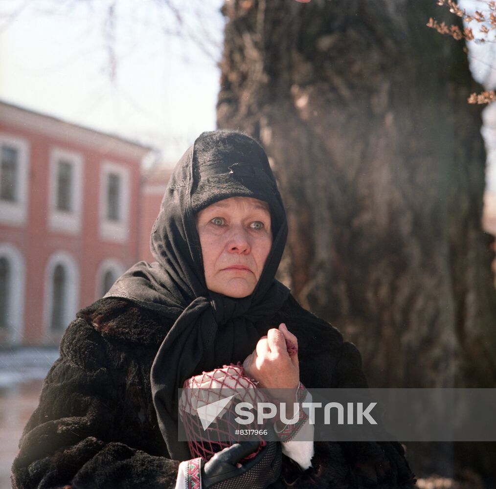 Maya Bulgakova on set of Soviet-British film 'Stalin's Funeral'