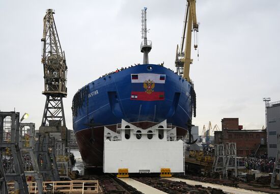 Russia Yakutia Icebreaker Launching