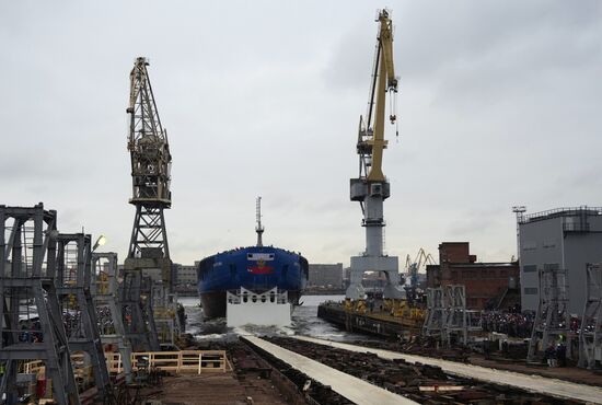 Russia Yakutia Icebreaker Launching