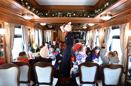 Russia New Year Season Father Frost Train