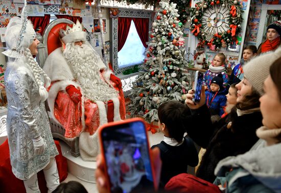 Russia New Year Season Father Frost Train