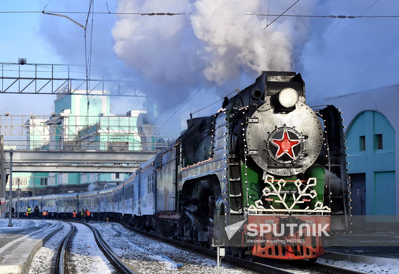 Russia New Year Season Father Frost Train