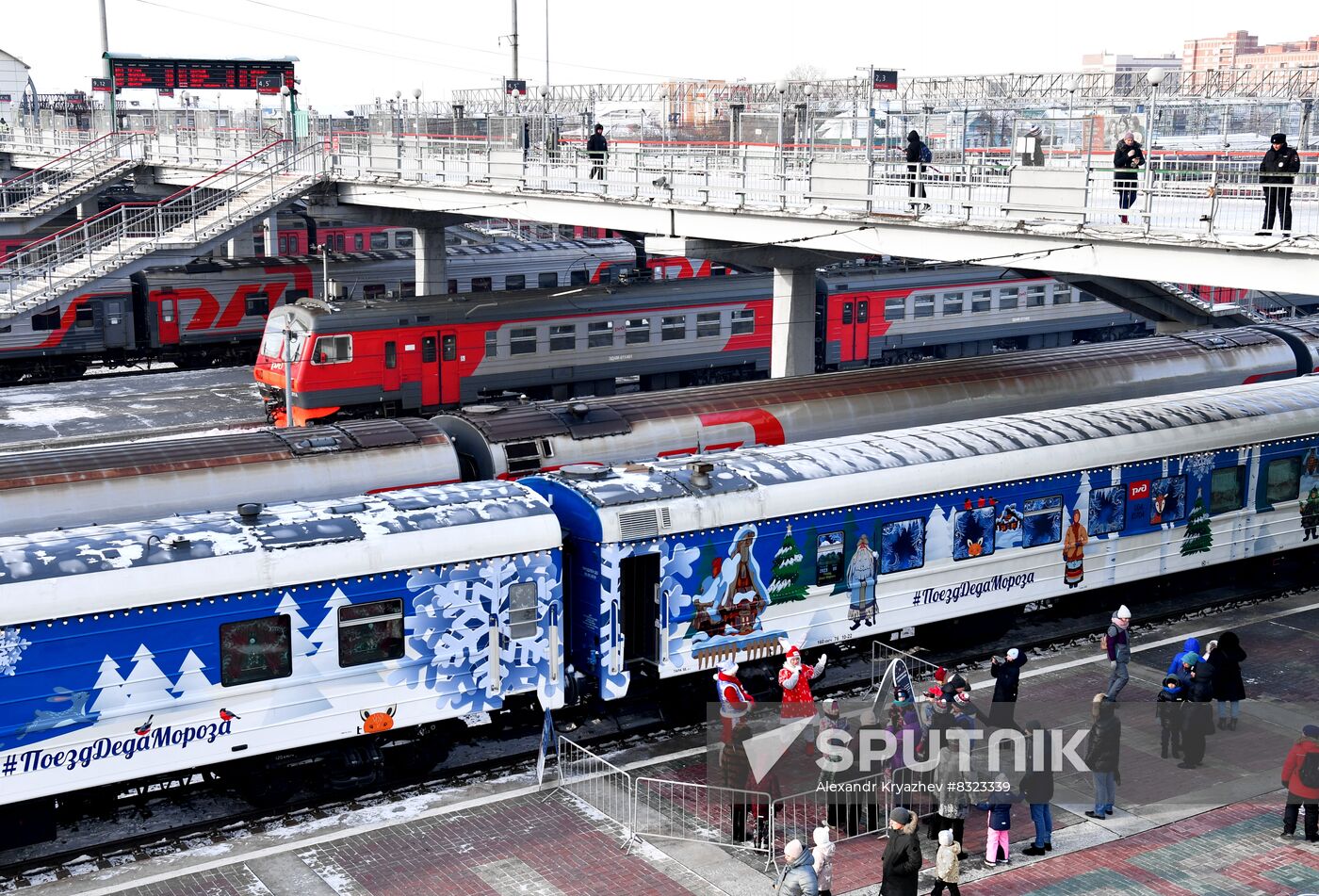 Russia New Year Season Father Frost Train