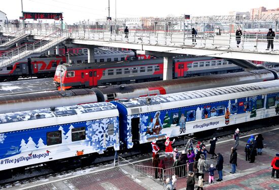 Russia New Year Season Father Frost Train