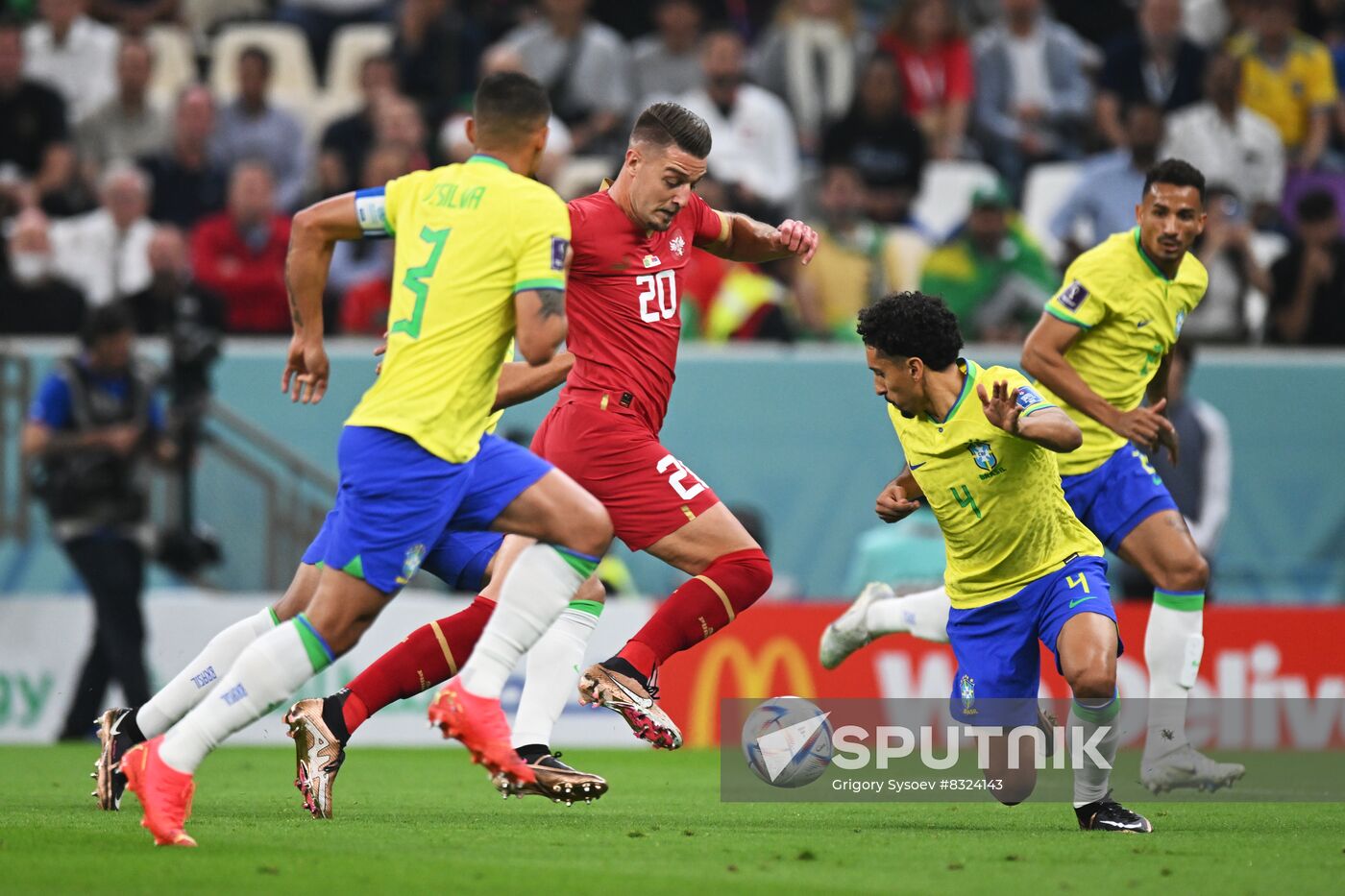 Qatar Soccer World Cup Brazil - Serbia