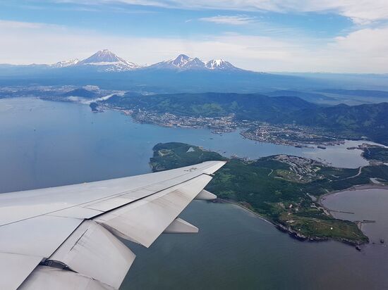 View from plane landing at Yelizovo Airport