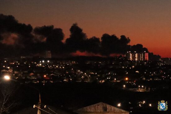 Russia Airport Oil Storage Tank Fire