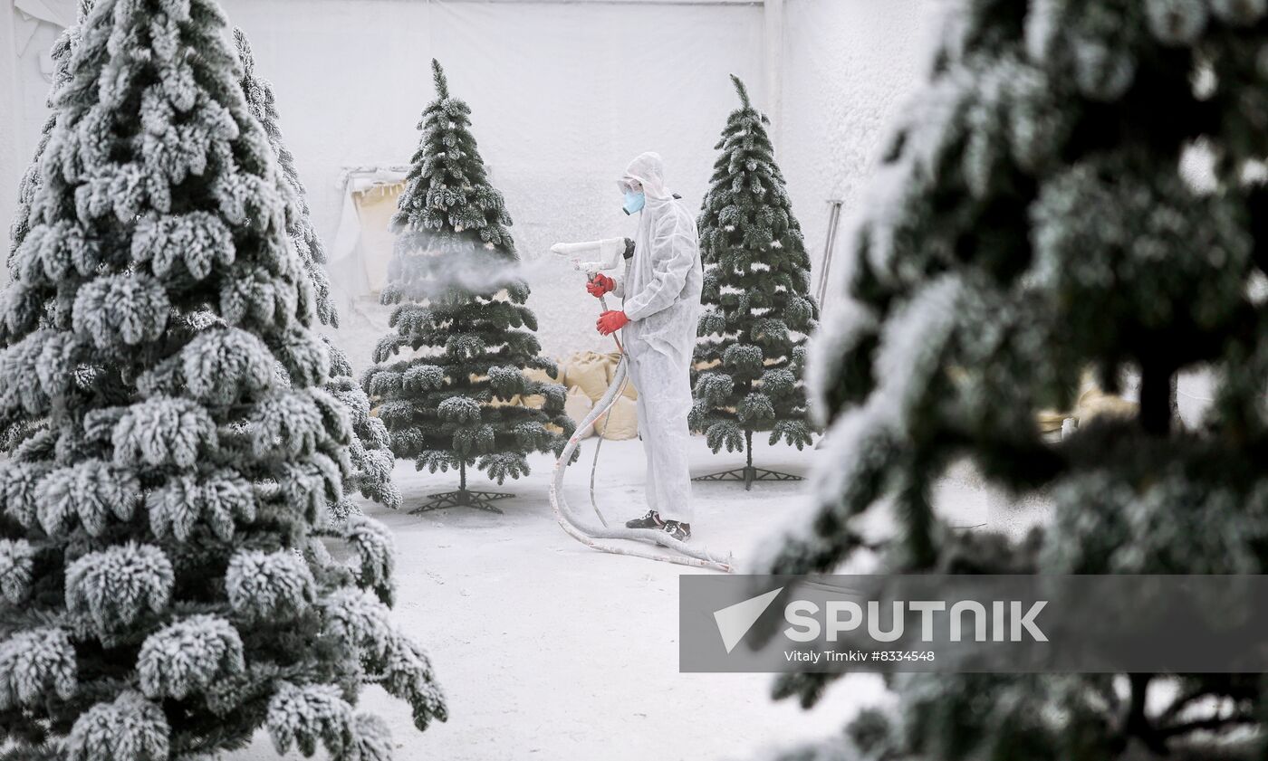 Russia New Year Season Artificial Trees
