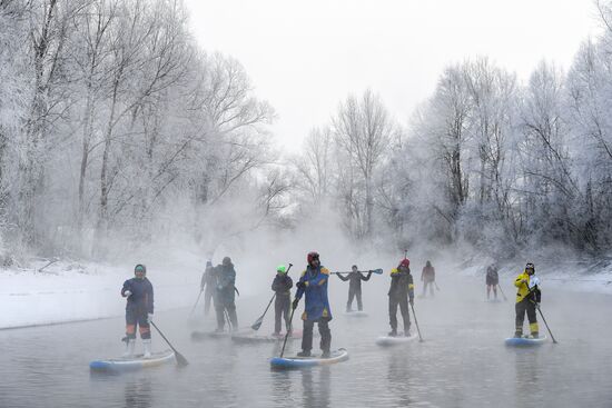 Russia Winter SUP Surfing