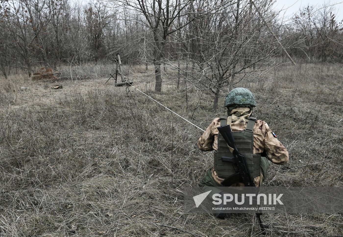 Russia Ukraine Military Operation Mortar Crew