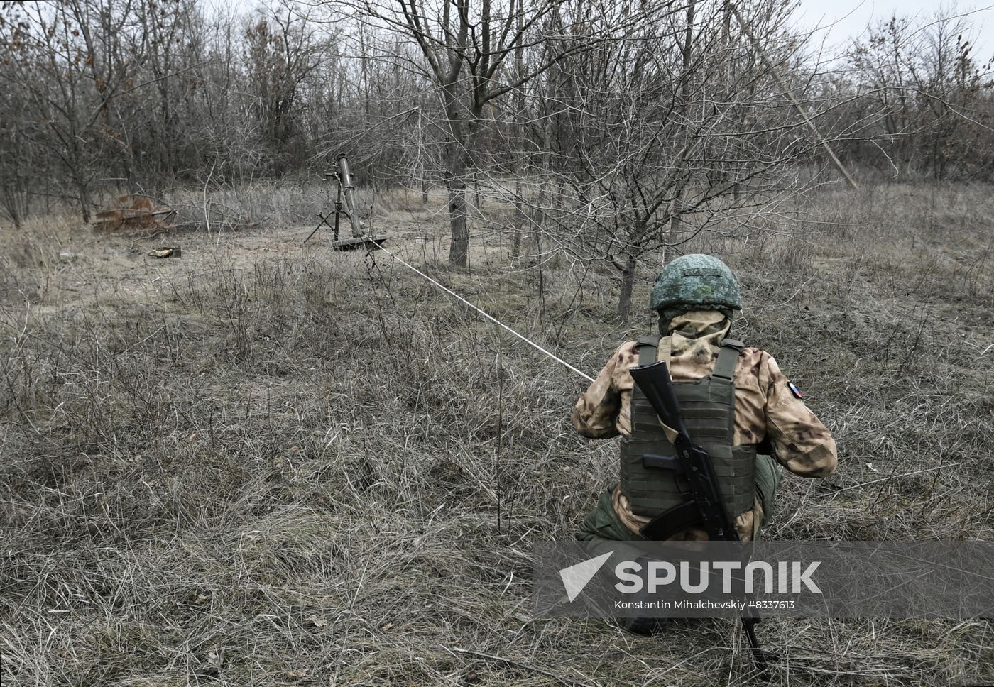Russia Ukraine Military Operation Mortar Crew
