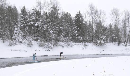 Russia New Year Season Sup Surfing