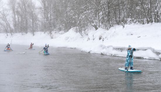 Russia New Year Season Sup Surfing