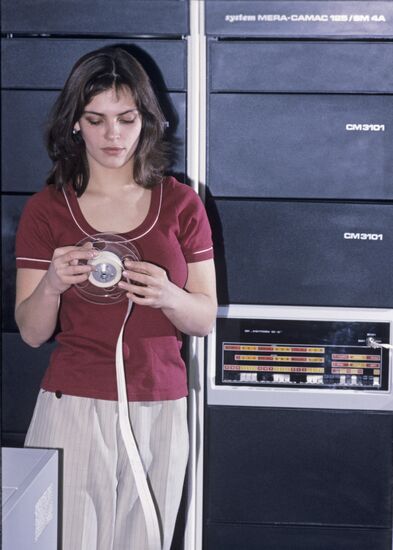 Girl with computer program
