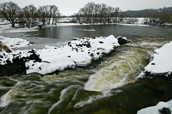 Reservoir dam water offtake in Zaraisk