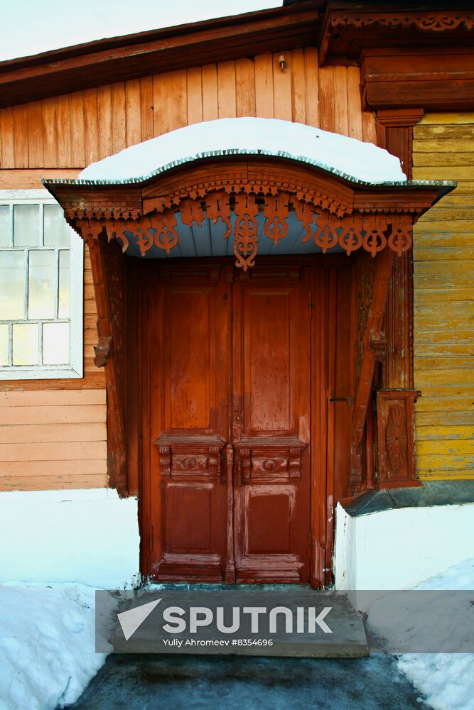 Carved porch of Kolomna wooden house