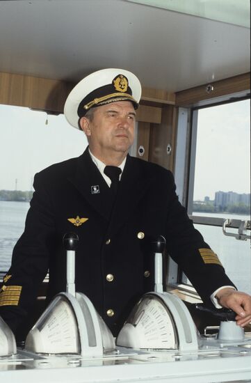 Captain of Soviet Russia four-deck ferry Konstantin Babushkin