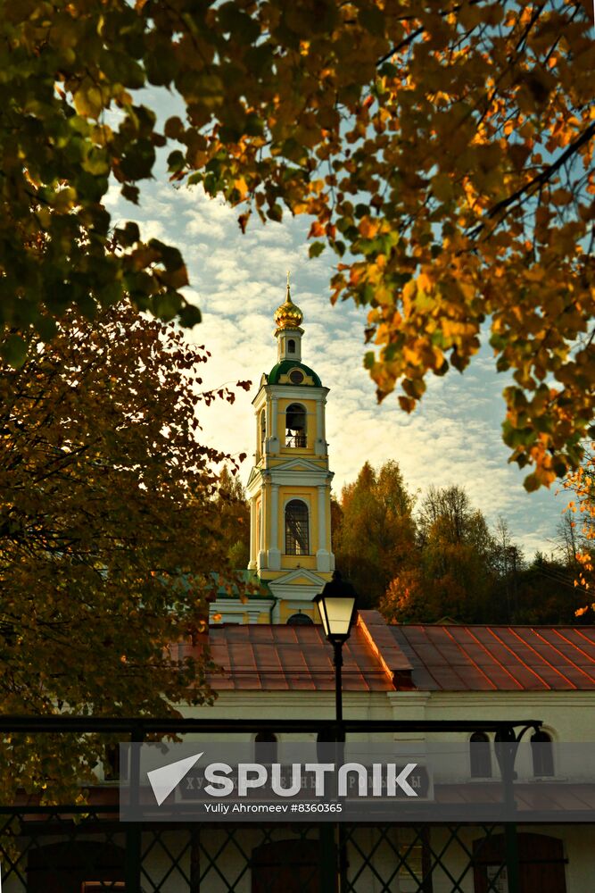 Bell tower of Resurrection of Christ Church in Plyos