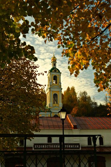 Bell tower of Resurrection of Christ Church in Plyos