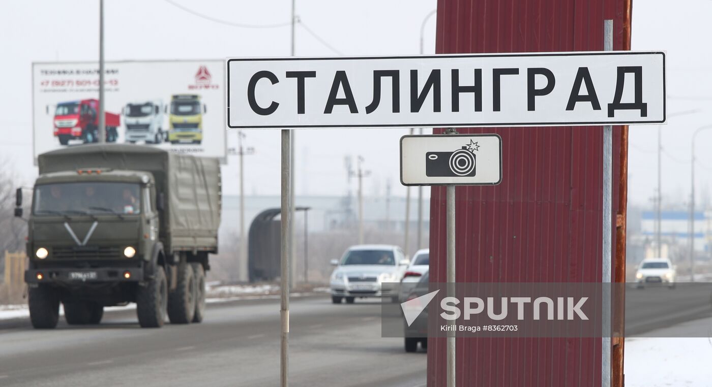 Russia WWII Stalingrad Battle Anniversary Road Signs