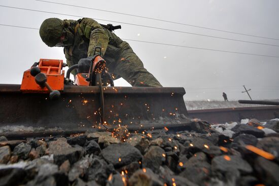 Russia Ukraine Military Operation Railway Troops