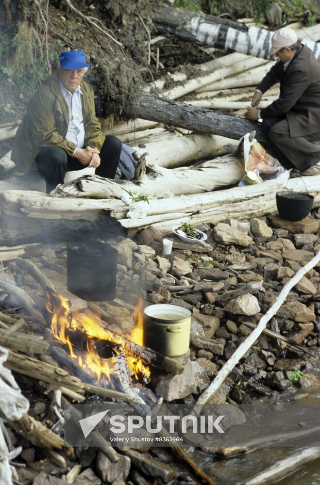 Writer Astafyev in his home village of Ovsyanka