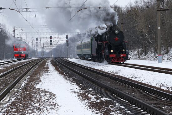 Launching vintage train Road of Courage in Belgorod Region