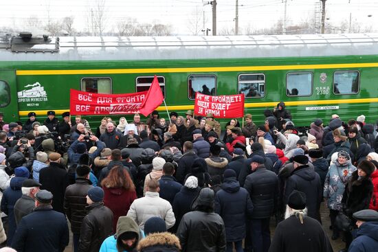 Launching vintage train Road of Courage in Belgorod Region