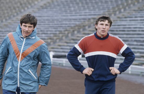 Soviet track and field athletes Sergei Bubka and Vasily Bubka