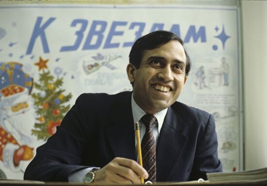 Indian research cosmonaut Rakesh Sharma at Yuri Gagarin Cosmonaut Training Center