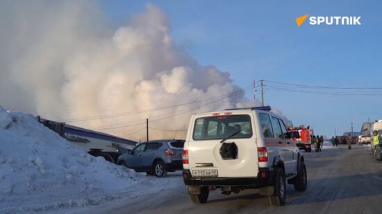 Warehouse with cargo equipment caught on fire in Russia’s Magadan