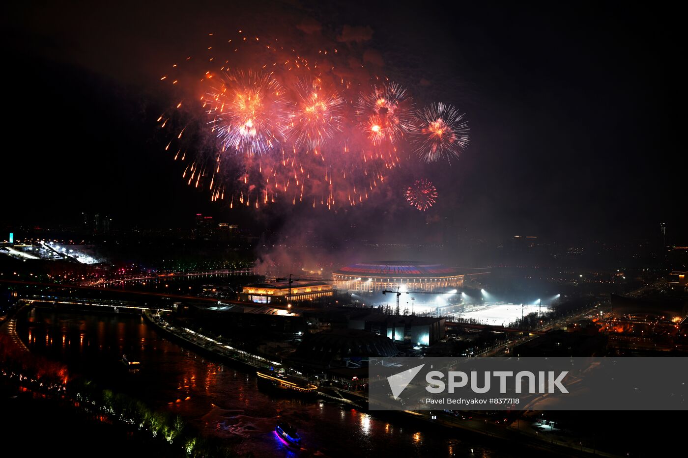 Russia Fatherland Defender Day Fireworks