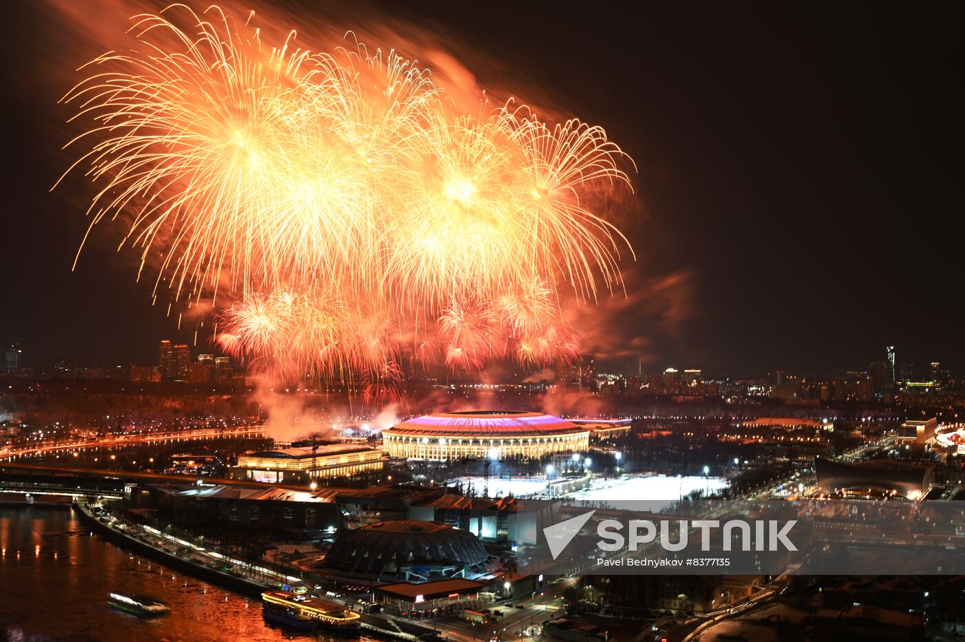 Russia Fatherland Defender Day Fireworks