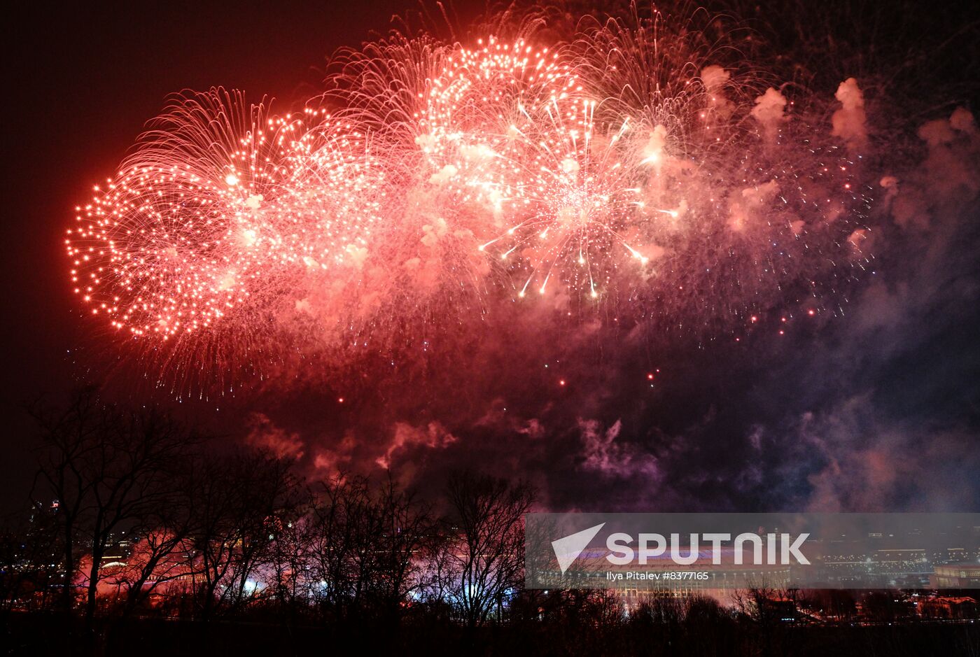 Russia Fatherland Defender Day Fireworks