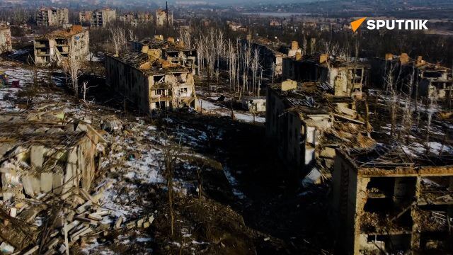 Aerial view of the city of Bakhmut (Artyomovsk)