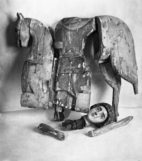 15th century wooden sculpture of Saint George Victorious