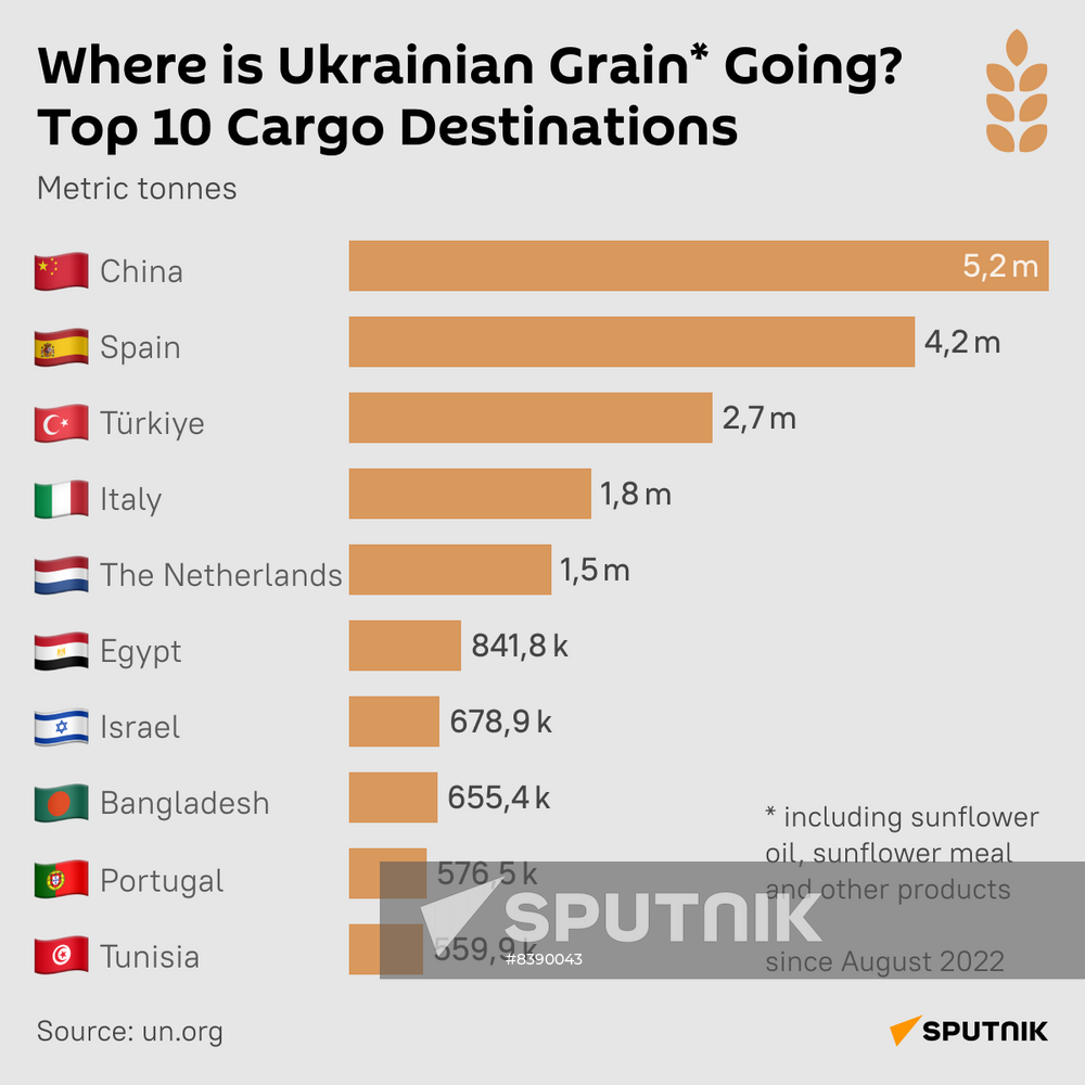 Where is Ukrainian Grain Going? Top 10 Cargo Destinations