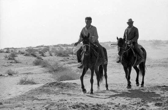 Turkmen shepherds in the Karakum Desert