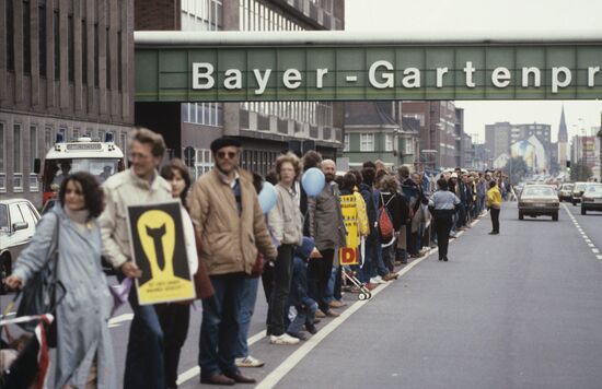 National protest against NATO installing US nuclear missiles in West Germany