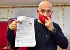 For Truth Party Co-chairman Zakhar Prilepin demonstrates his ballot at a polling station during parliamentary elections, in Dzerzhinsk, Russia. Russia holds legislative elections on 17-19 September 2021. Voters will elect members of the Russian State Duma and heads of nine Russian regions and 39 constituent regions. Location: Russia, Nizhny Novgorod region, Dzerginsk. Author: Alexey Maishev/Sputnik. Russia Parliamentary Elections