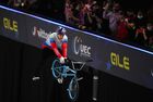 Russia's Konstantin Andreev competes in the final during the BMX Freestyle Park European Championships, at the Music Media Dome, in Moscow, Russia. Location: Russia, Moscow. Author: Vladimir Astapkovich/Sputnik. Russia BMX Freestyle Park European Championships