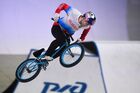 Russia's Konstantin Andreev competes in the final during the BMX Freestyle Park European Championships, at the Music Media Dome, in Moscow, Russia. Location: Russia, Moscow. Author: Vladimir Astapkovich/Sputnik. Russia BMX Freestyle Park European Championships