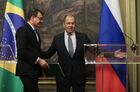 Brazil's Foreign Minister Carlos Alberto Franca, left, and his Russian counterpart Sergey Lavrov attend a joint press conference following their meeting, in Moscow, Russia. Location: Russia, Moscow. Author: Alexander Shcherbak. Russia Brazil