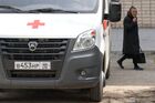 A resident walks past an ambulance parked in the yard of the hospital of the city of Rubizhne, controlled by pro-Russian troops, Luhansk People's Republic. For the first time since the beginning of Russia's military operation in Ukraine a new medical team from the Luhansk Regional Clinical Hospital arrived in the city in order to provide medical advisory services. Location: Luhansk People's Republic, Rubezhnoe. Author: Alexander Galperin/Sputnik. LPR Russia Ukraine Military Operation Medical Team