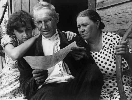 Father, mother and sister of Soviet Pilot-Cosmonaut Gherman Titov